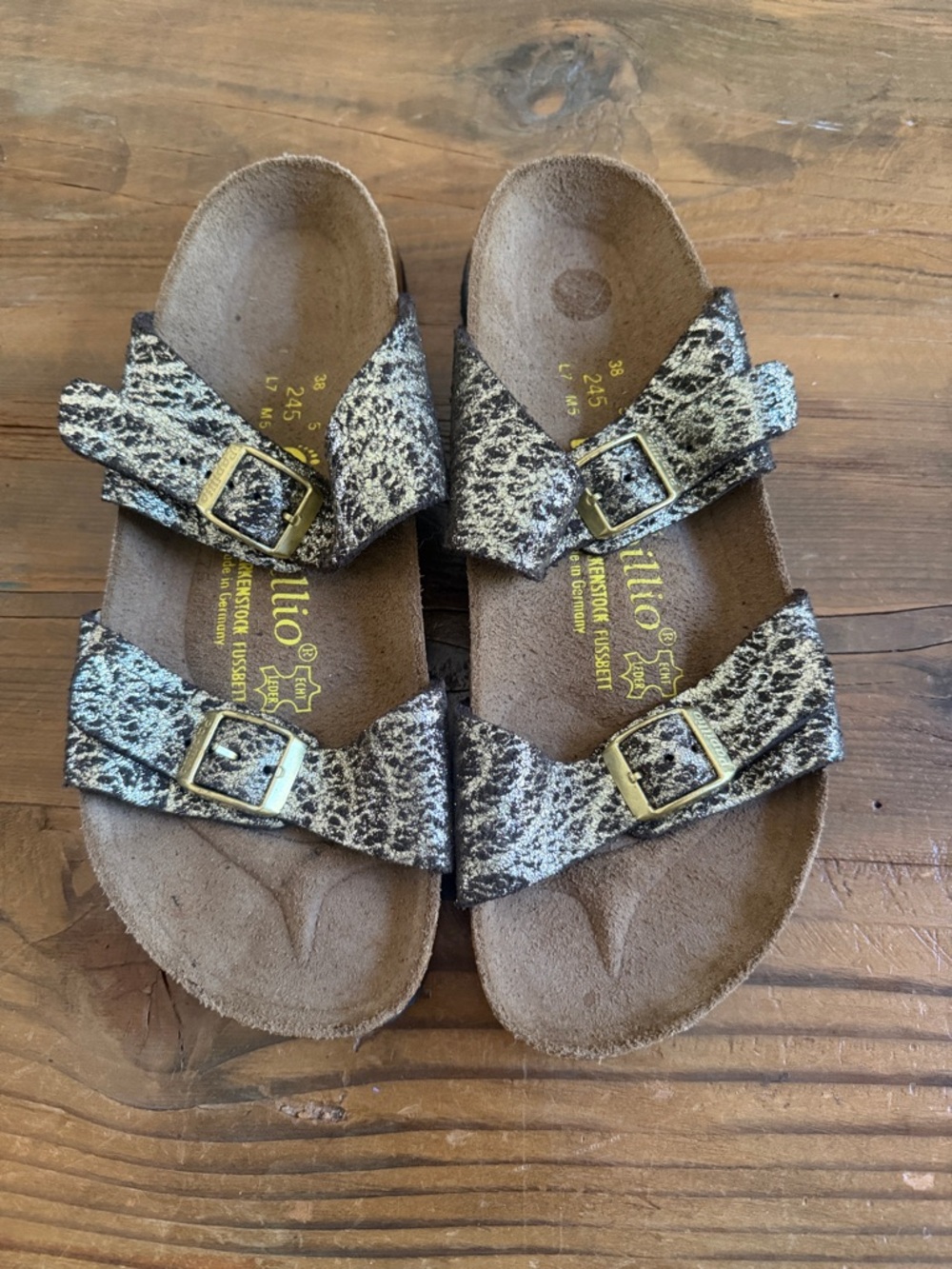 Birkenstock Women’s Two-Strap Sandals in Black and Cream